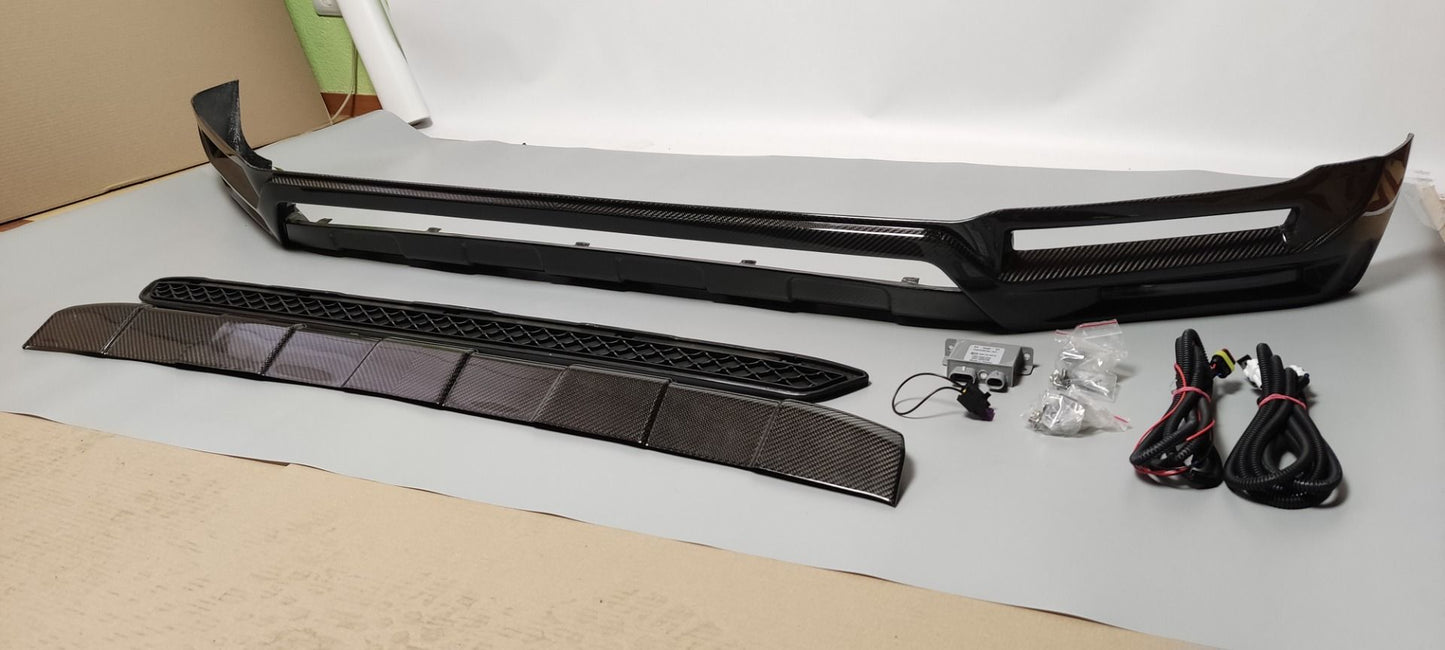 Mercedes-Benz W463A G-Class G500 Brabus Style Carbon Fiber Front Lip Spoiler with LED