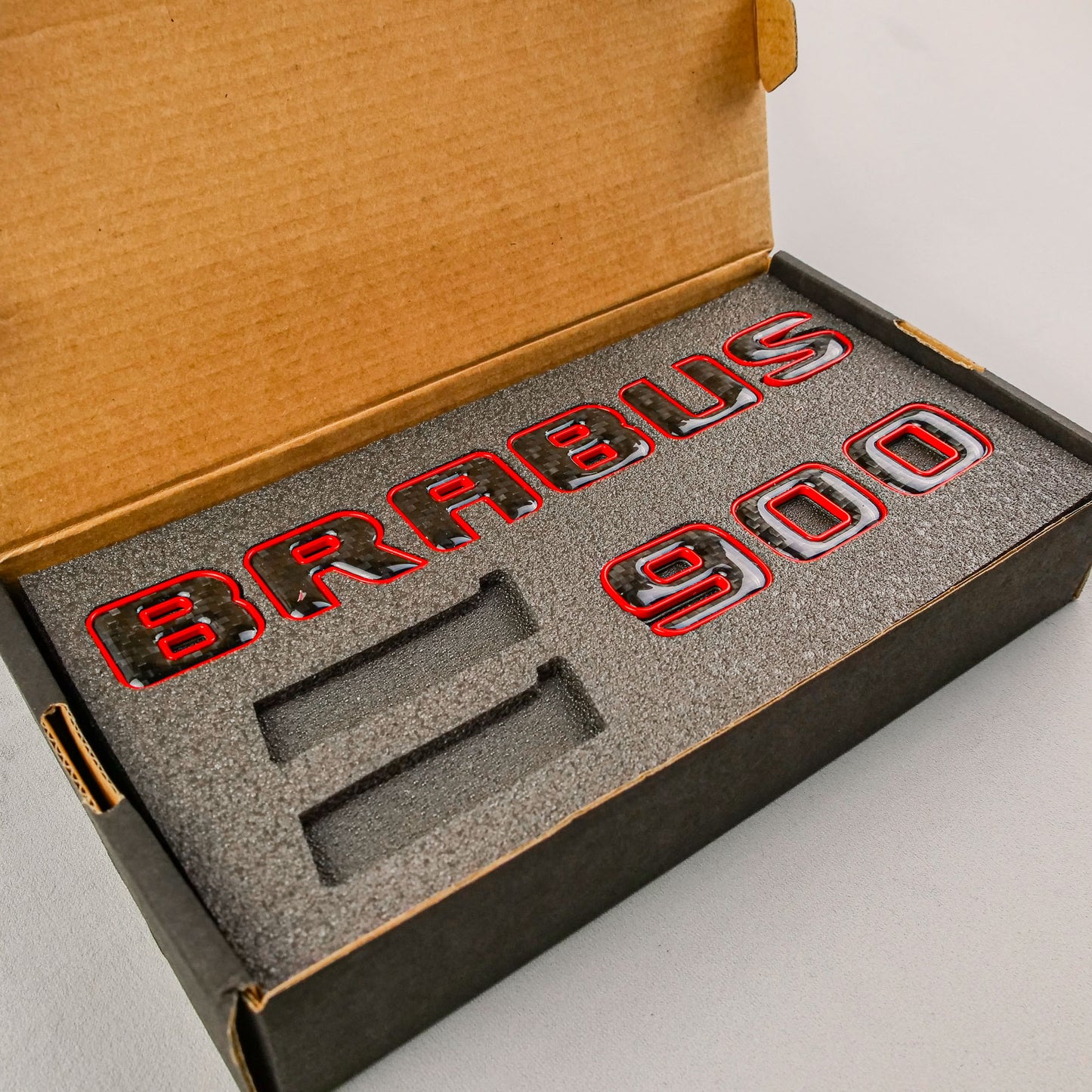 Brabus 900 Style Red Metal with Carbon Badges Emblems Set for Mercedes-Benz W463 W463A W464