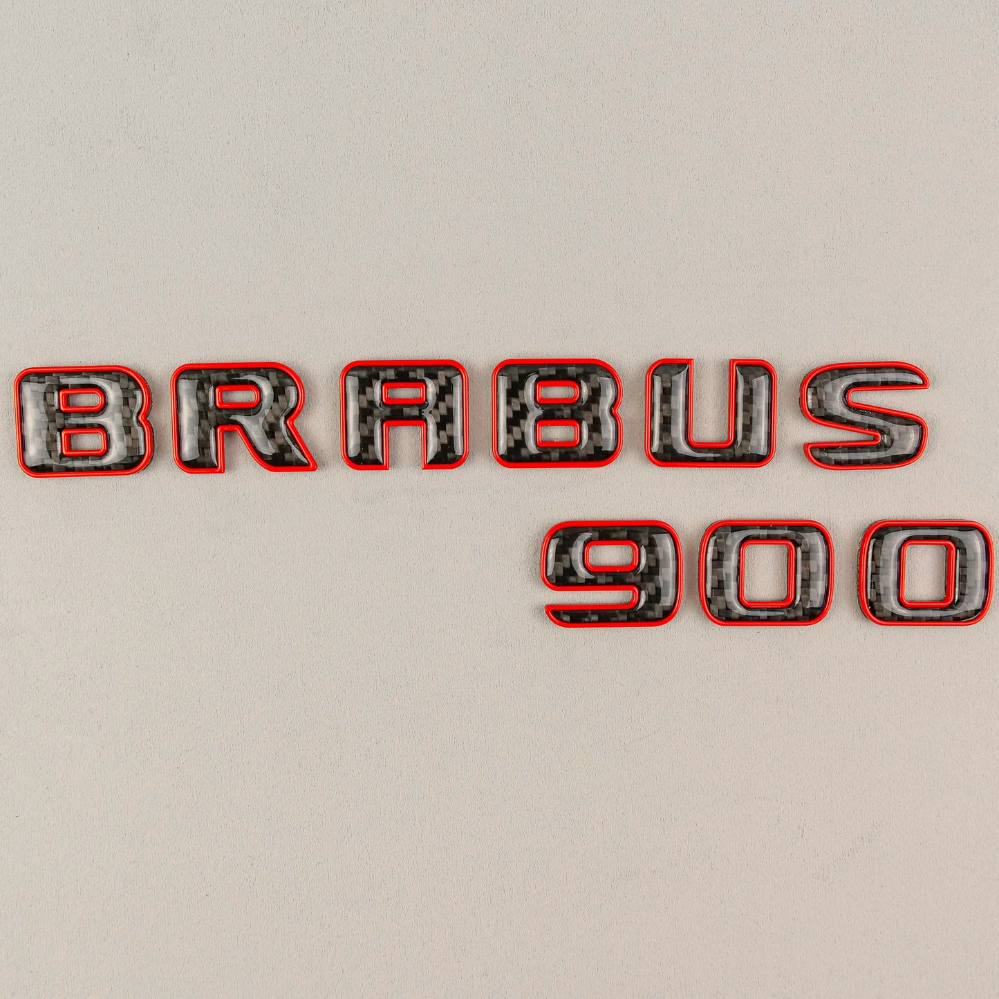 Brabus 900 Style Red Metal with Carbon Badges Emblems Set for Mercedes-Benz W463 W463A W464