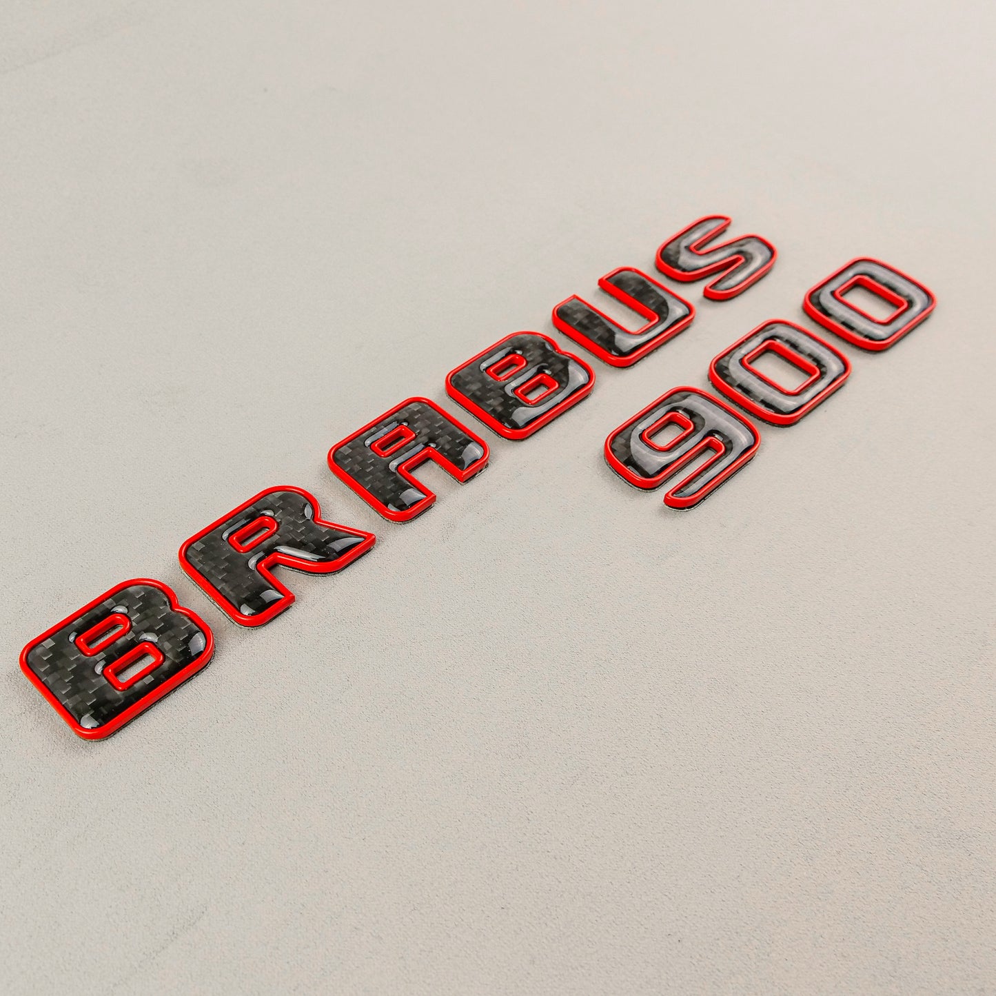 Brabus 900 Style Red Metal with Carbon Badges Emblems Set for Mercedes-Benz W463 W463A W464