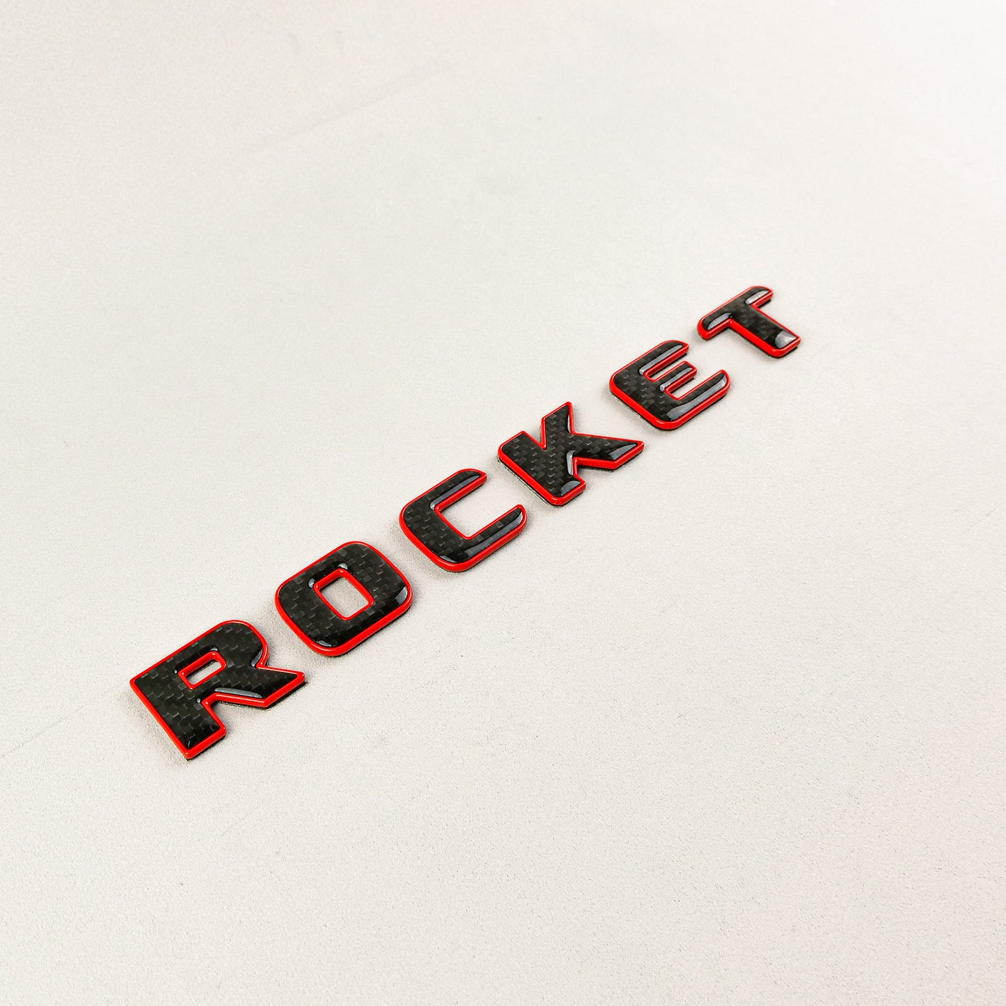 Brabus Style Rocket Rear Emblem Black Carbon with Red Metal Badge for Mercedes-Benz Cars
