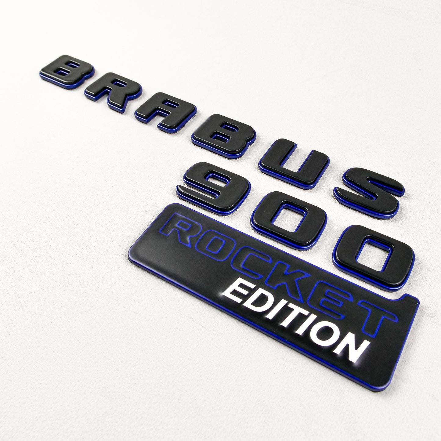 Brabus 900 Rocket Edition Style Rear Emblem Black with Blue Metal Badge for Mercedes-Benz Cars
