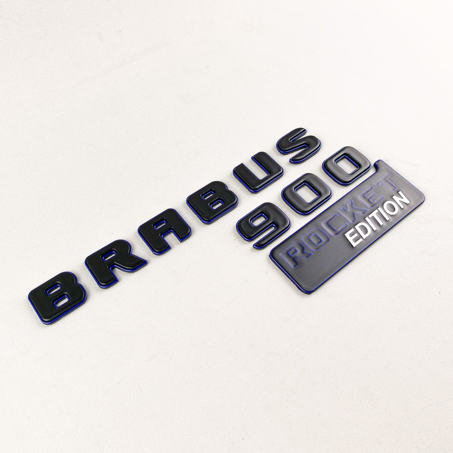 Brabus 900 Rocket Edition Style Rear Emblem Black with Blue Metal Badge for Mercedes-Benz Cars