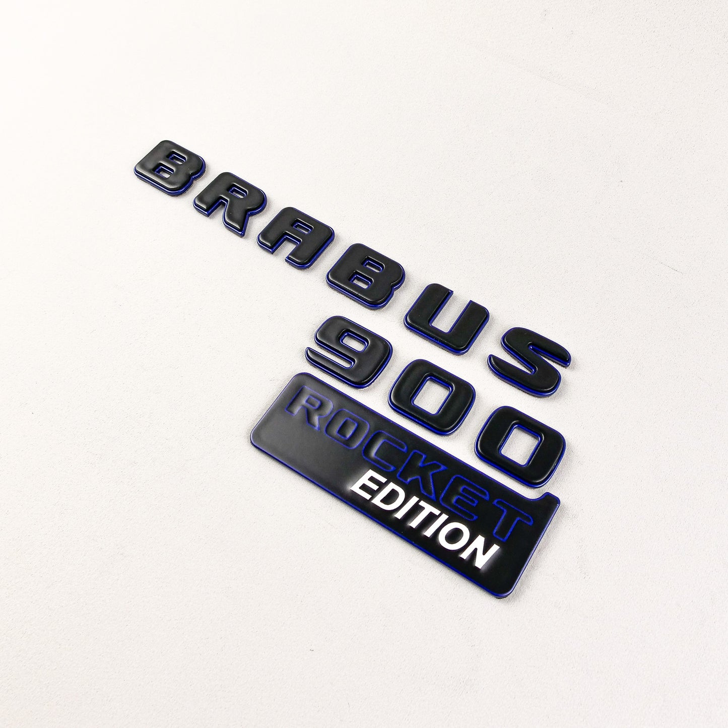 Brabus 900 Rocket Edition Style Rear Emblem Black with Blue Metal Badge for Mercedes-Benz Cars