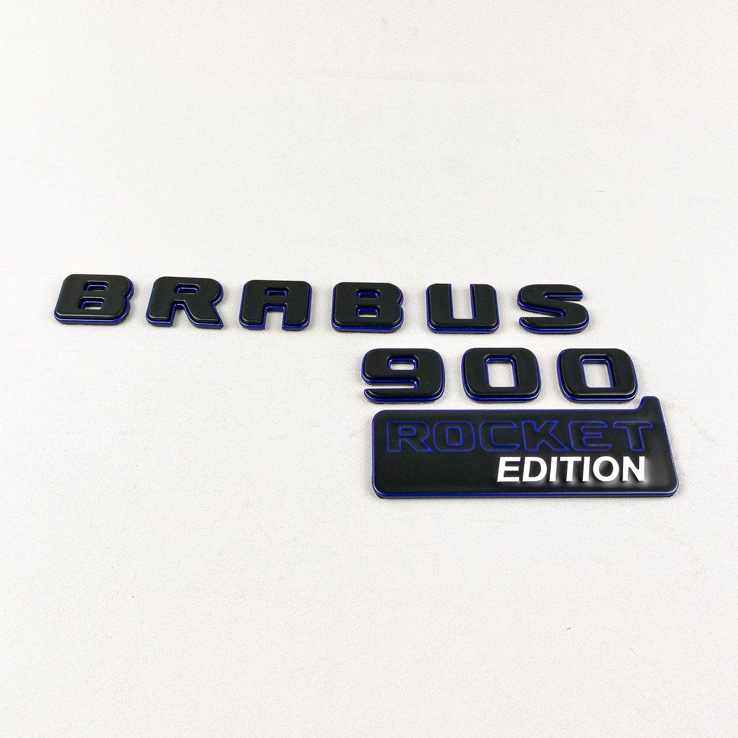 Brabus 900 Rocket Edition Style Rear Emblem Black with Blue Metal Badge for Mercedes-Benz Cars