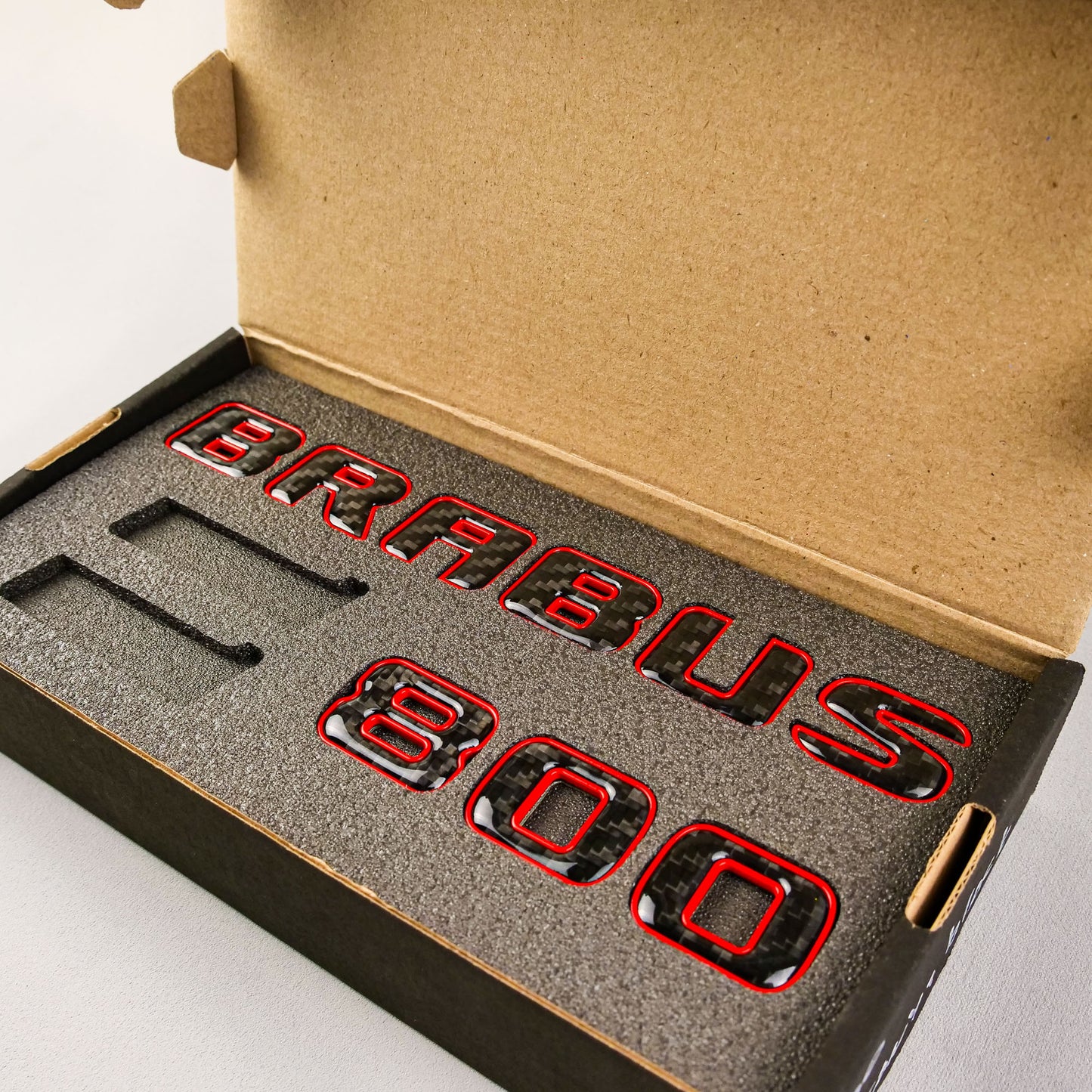 Brabus 800 Style Red Metal with Carbon Badges Emblems Set for Mercedes-Benz W463 W463A W464