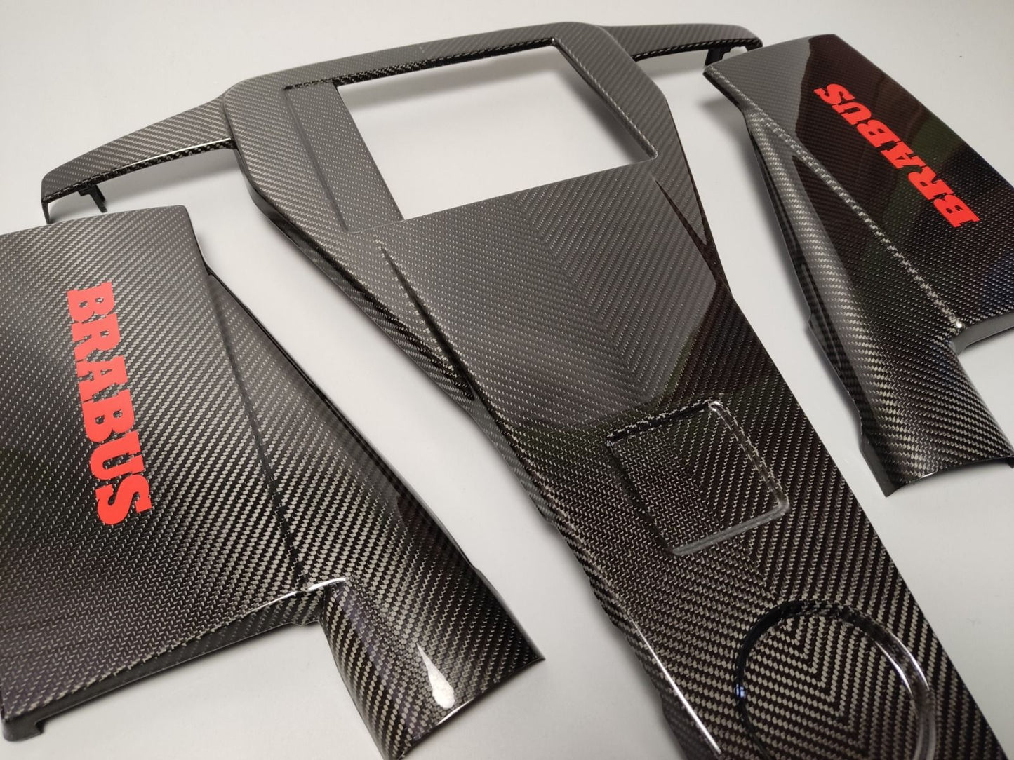 Mercedes-Benz W463 G63 G-Class Red Brabus Style Logo Carbon Fiber Engine Cover Set