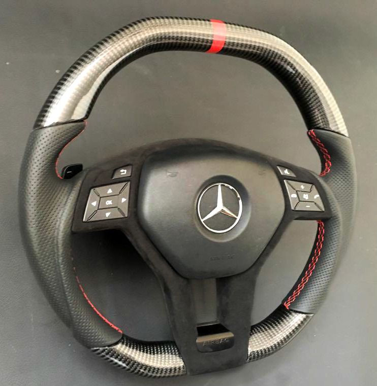 Mercedes-Benz W204 W207 W212 C E AMG W218 W172 SLK SL Steering Wheel Carbon Leather