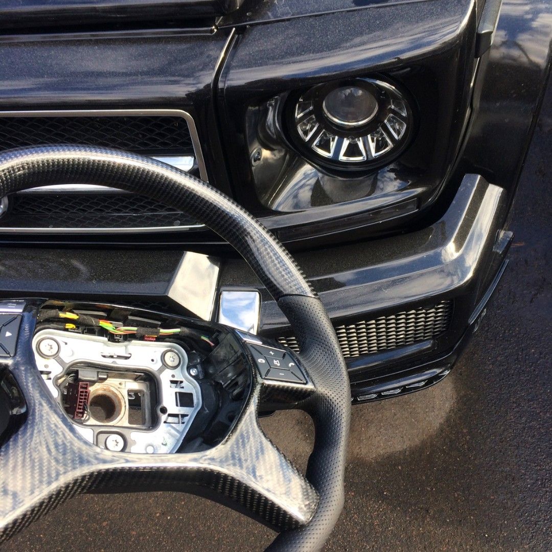 Mercedes-Benz E G GL ML-Class W166 X166 W463 Steering Wheel Carbon Leather Mansory Logo