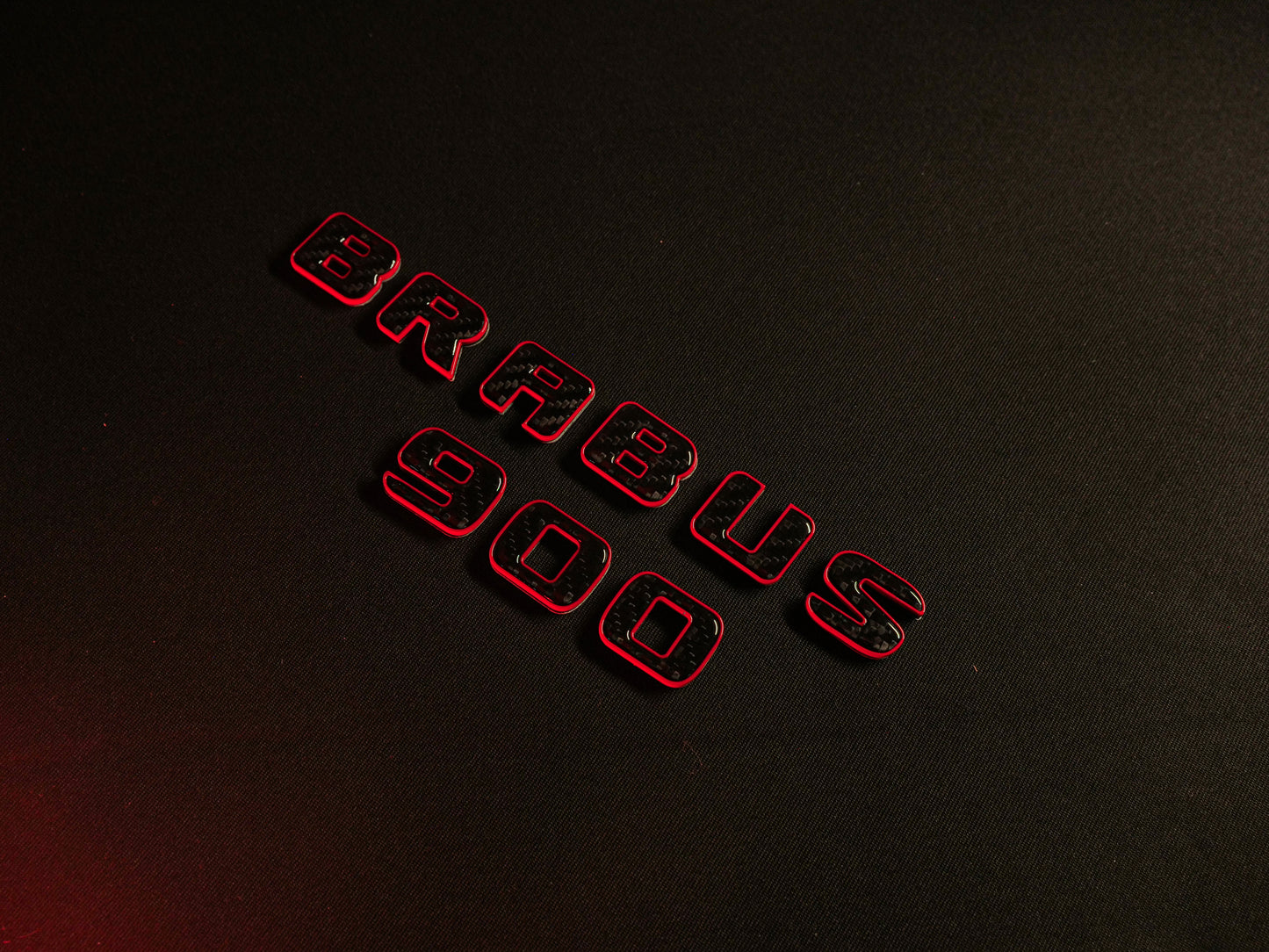 Brabus 900 Style Red Metal with Carbon Badges Emblems Set for Mercedes-Benz W463 W463A W464