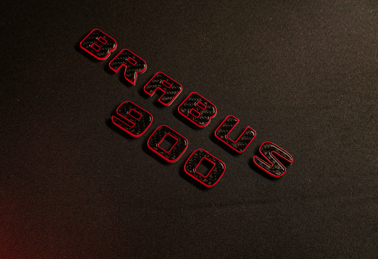 Brabus 900 Style Red Metal with Carbon Badges Emblems Set for Mercedes-Benz W463 W463A W464