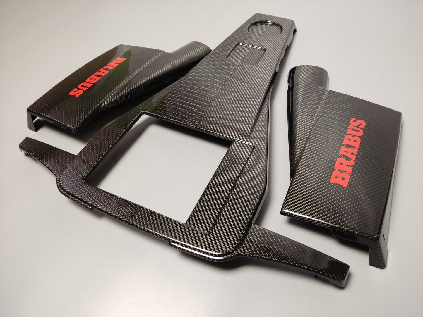 Mercedes-Benz W463 G63 G-Class Red Brabus Style Logo Carbon Fiber Engine Cover Set