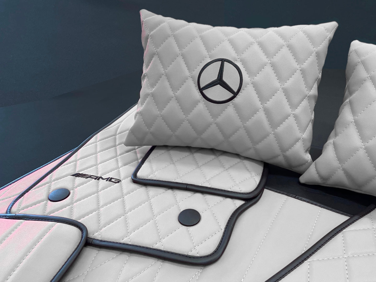 White AMG Style Floor Mats for Mercedes G Wagon W463A W464 G-Class 2018+