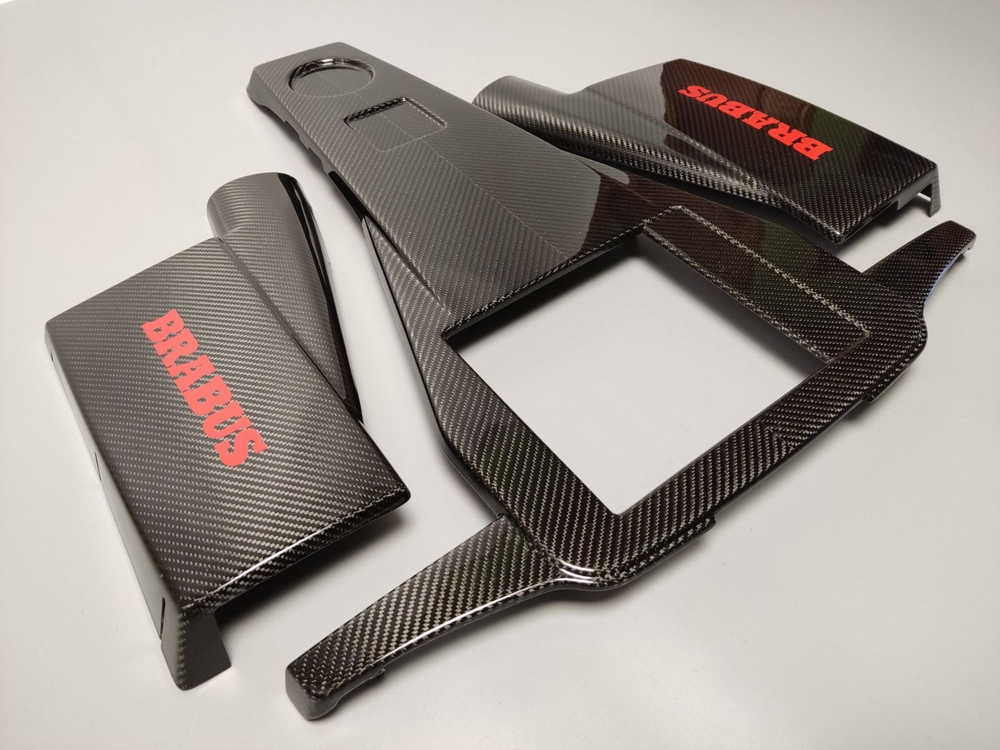 Mercedes-Benz W463 G63 G-Class Red Brabus Style Logo Carbon Fiber Engine Cover Set
