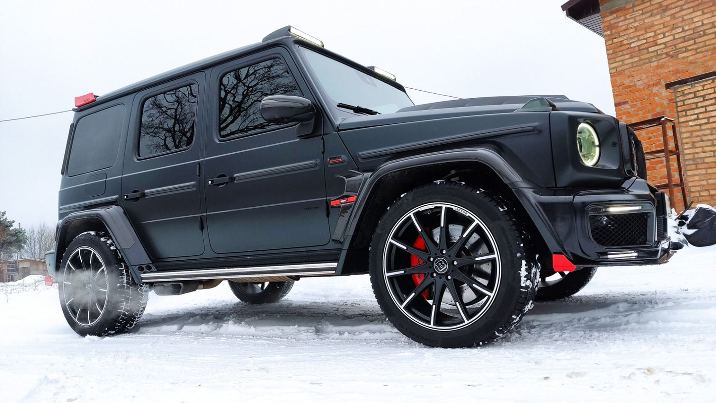 Carbon Fiber Rear Roof Spoiler with Red Side Pieces Brabus Style for Mercedes-Benz W463A G-Class