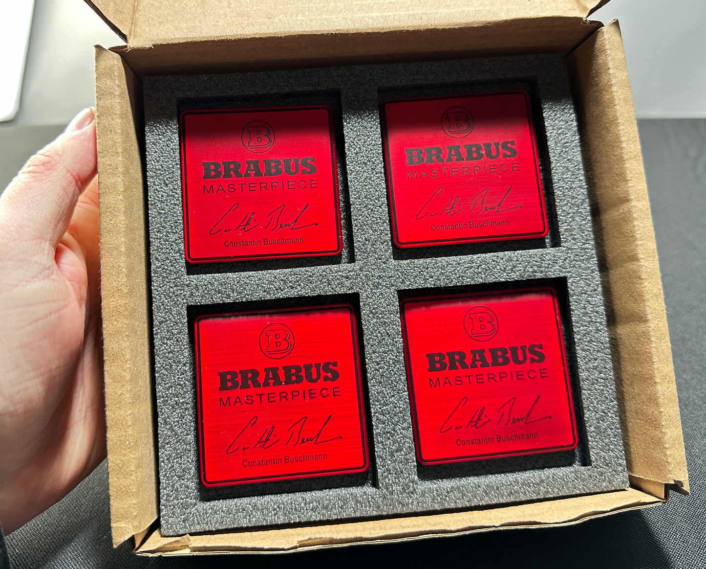 Brabus Style Red Masterpiece Seat Metal Emblems Set 4 pcs Mercedes-Benz W463A G-Class G Wagon