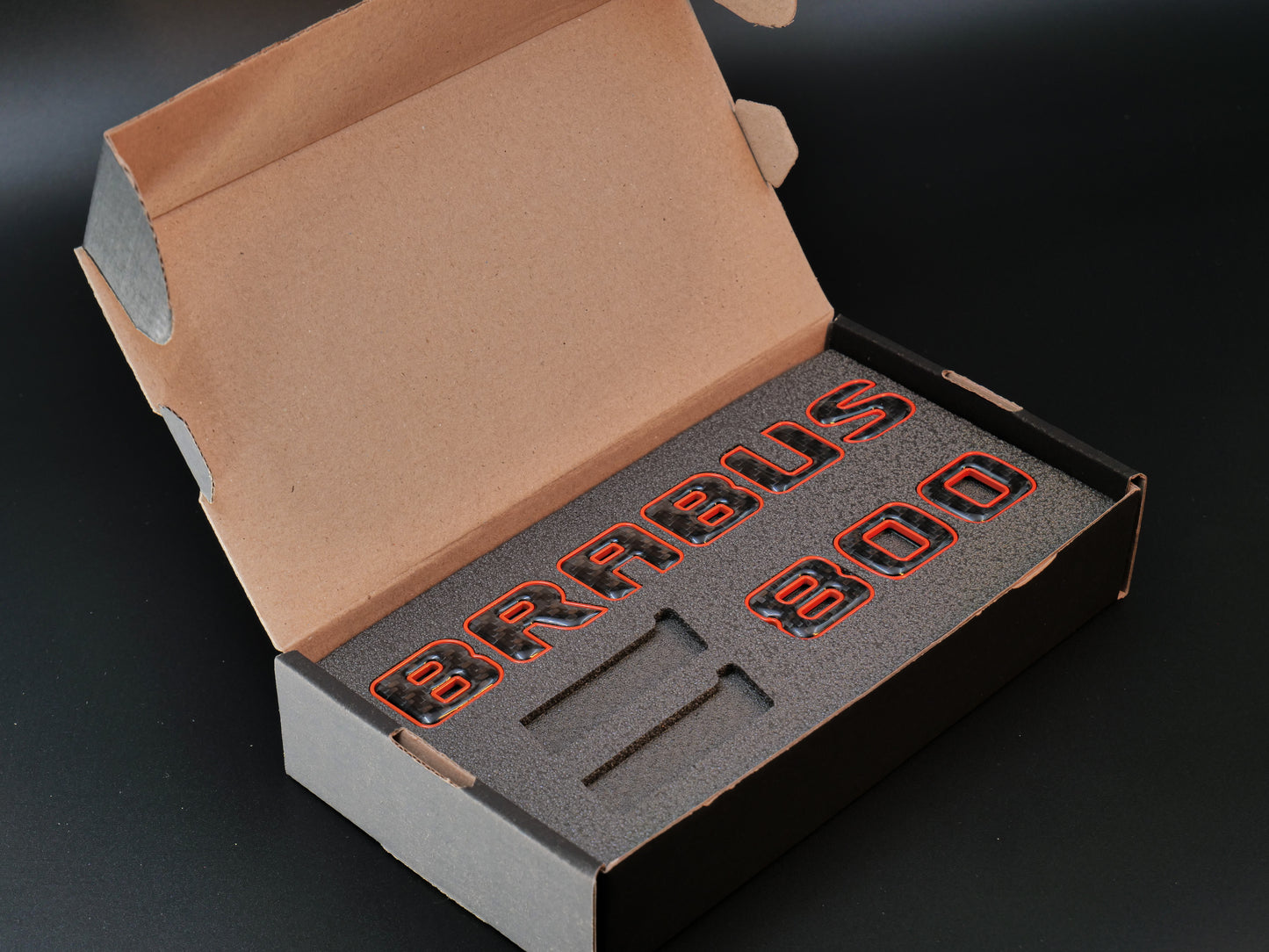 Brabus 800 Style Orange Metal with Carbon Badges Emblems Set for Mercedes-Benz W463 W463A W464