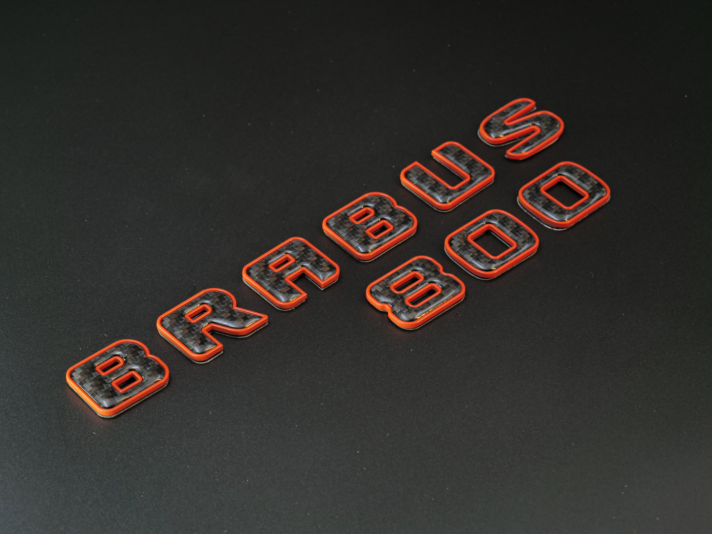 Brabus 800 Style Orange Metal with Carbon Badges Emblems Set for Mercedes-Benz W463 W463A W464