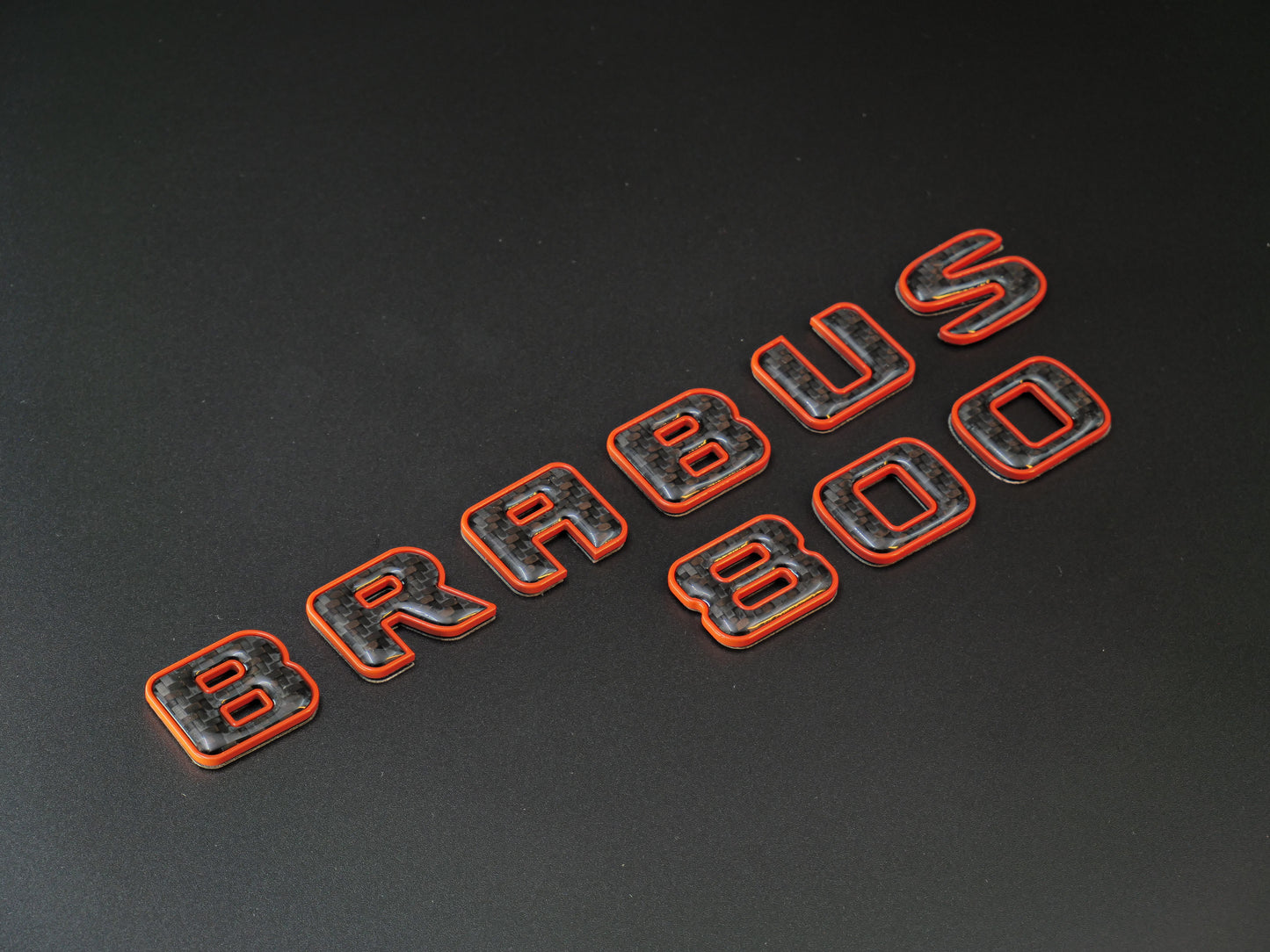 Brabus 800 Style Orange Metal with Carbon Badges Emblems Set for Mercedes-Benz W463 W463A W464