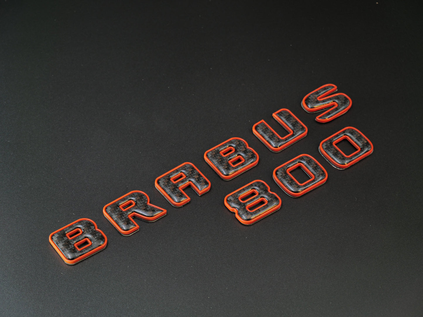Brabus 800 Style Orange Metal with Carbon Badges Emblems Set for Mercedes-Benz W463 W463A W464
