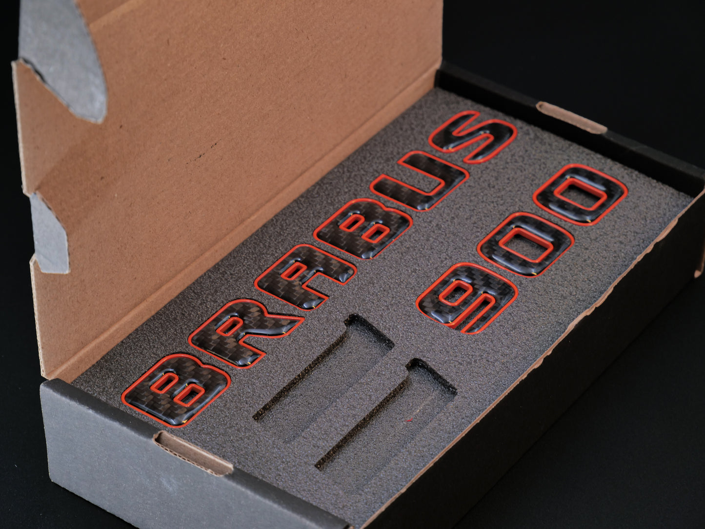 Brabus 900 Style Orange Metal with Carbon Badges Emblems Set for Mercedes-Benz W463 W463A W464