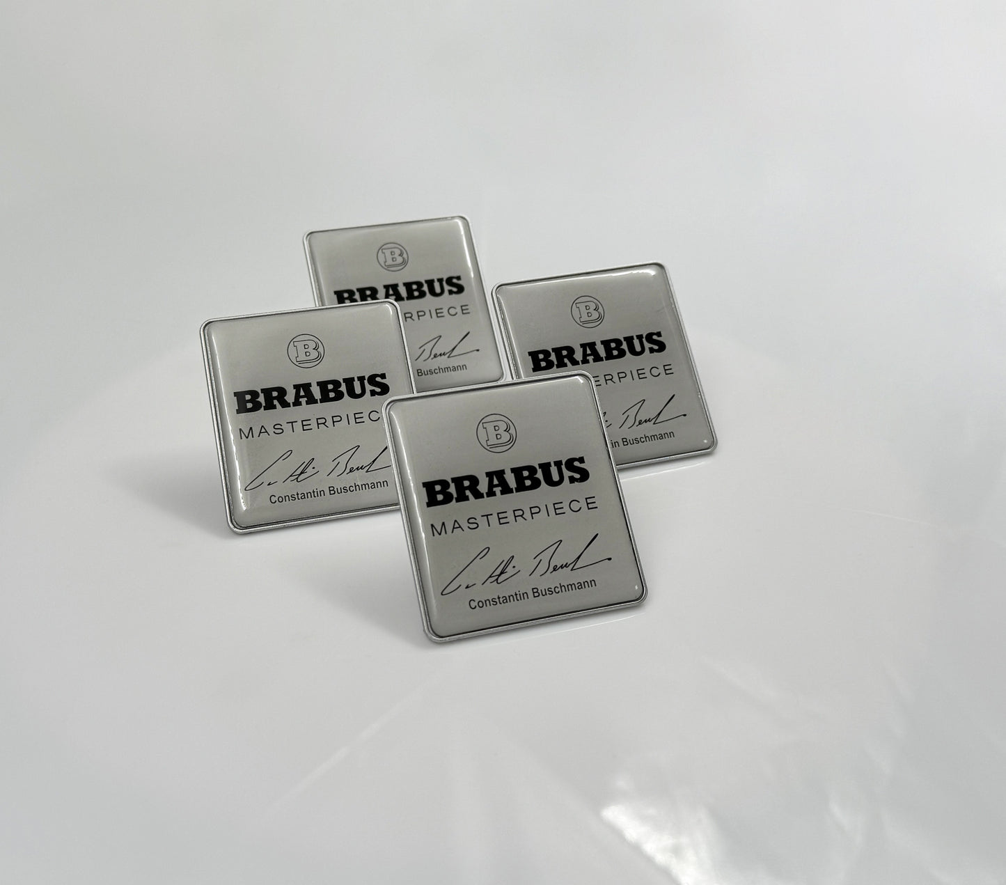Mercedes Brabus Style Masterpiece Metal Silver Seat Emblems Badges Logo Set