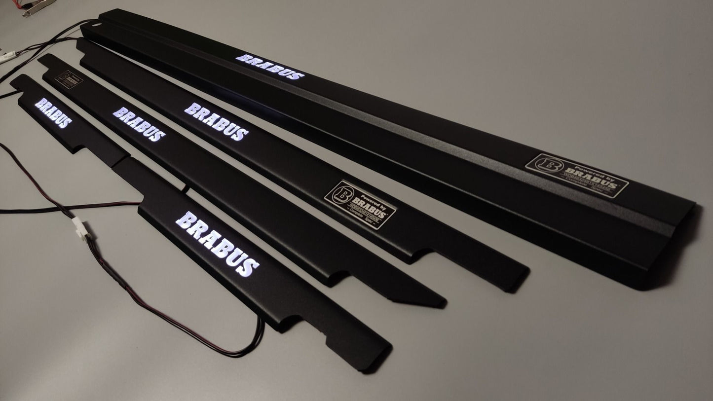 Mercedes-Benz W463 G-Class Brabus Style Matte Black Stainless Steel LED Door Sills Set 5 pcs