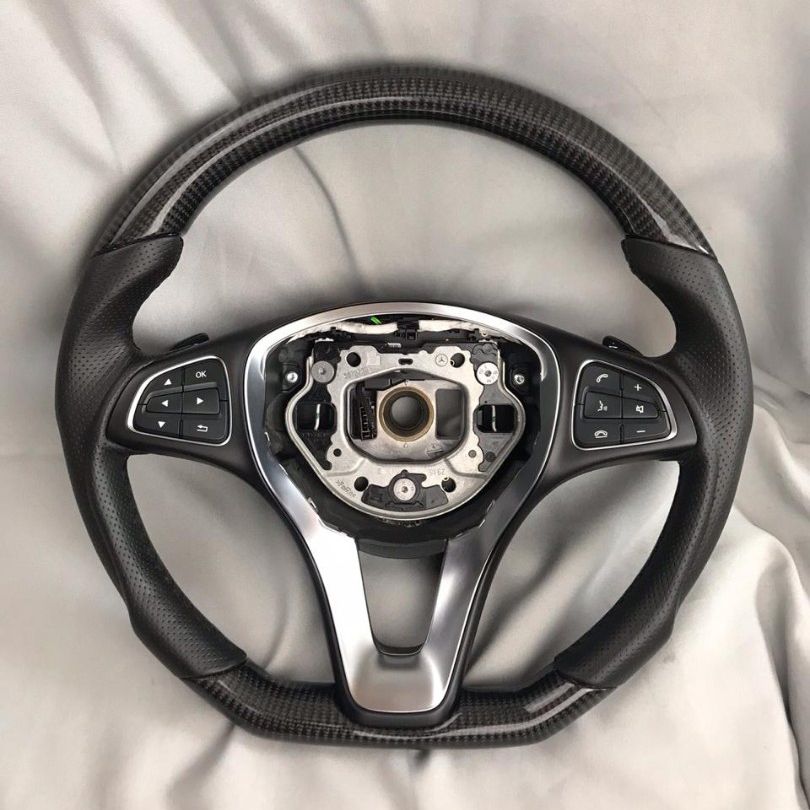 Mercedes-Benz GLE GLC GLS C CLA W205 W292 X166 Steering Wheel Carbon Fiber Leather