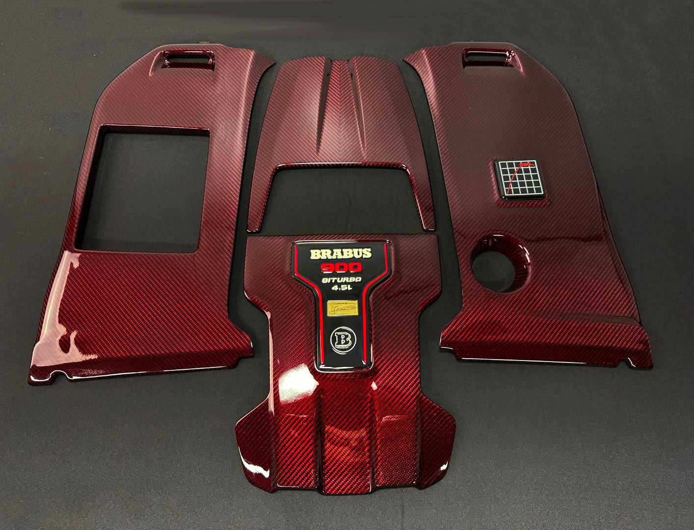 Carbon RED Brabus Style ROCKET G 900 Engine Cover with Emblem for AMG Mercedes-Benz W463A W464 G-Wagon G-Class G63