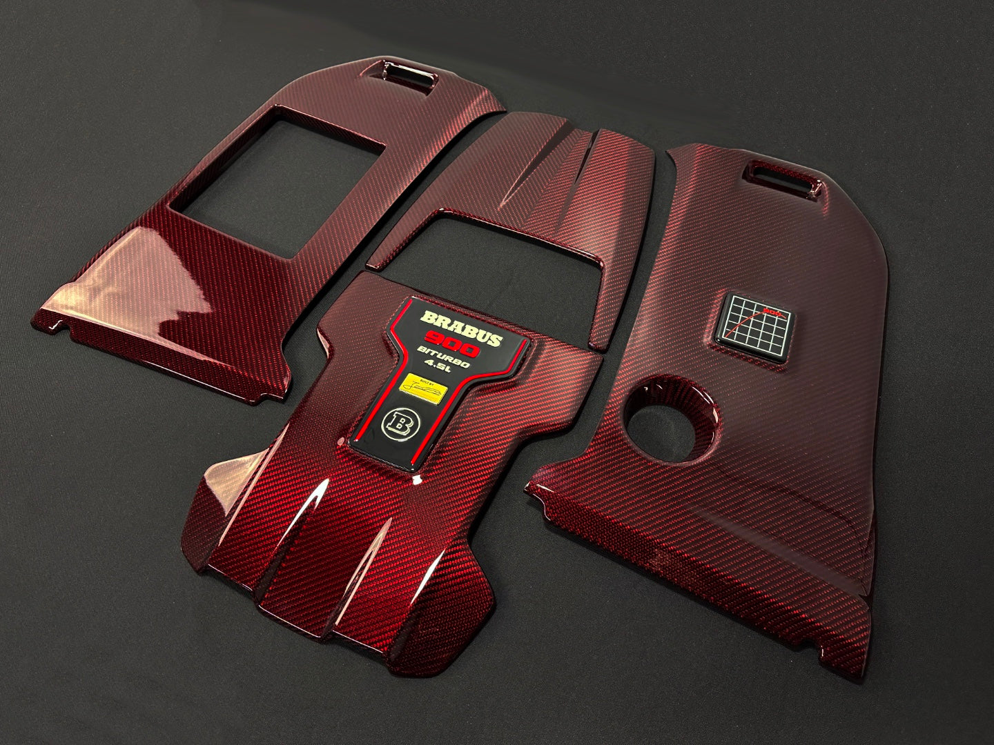 Carbon RED Brabus Style ROCKET G 900 Engine Cover with Emblem for AMG Mercedes-Benz W463A W464 G-Wagon G-Class G63