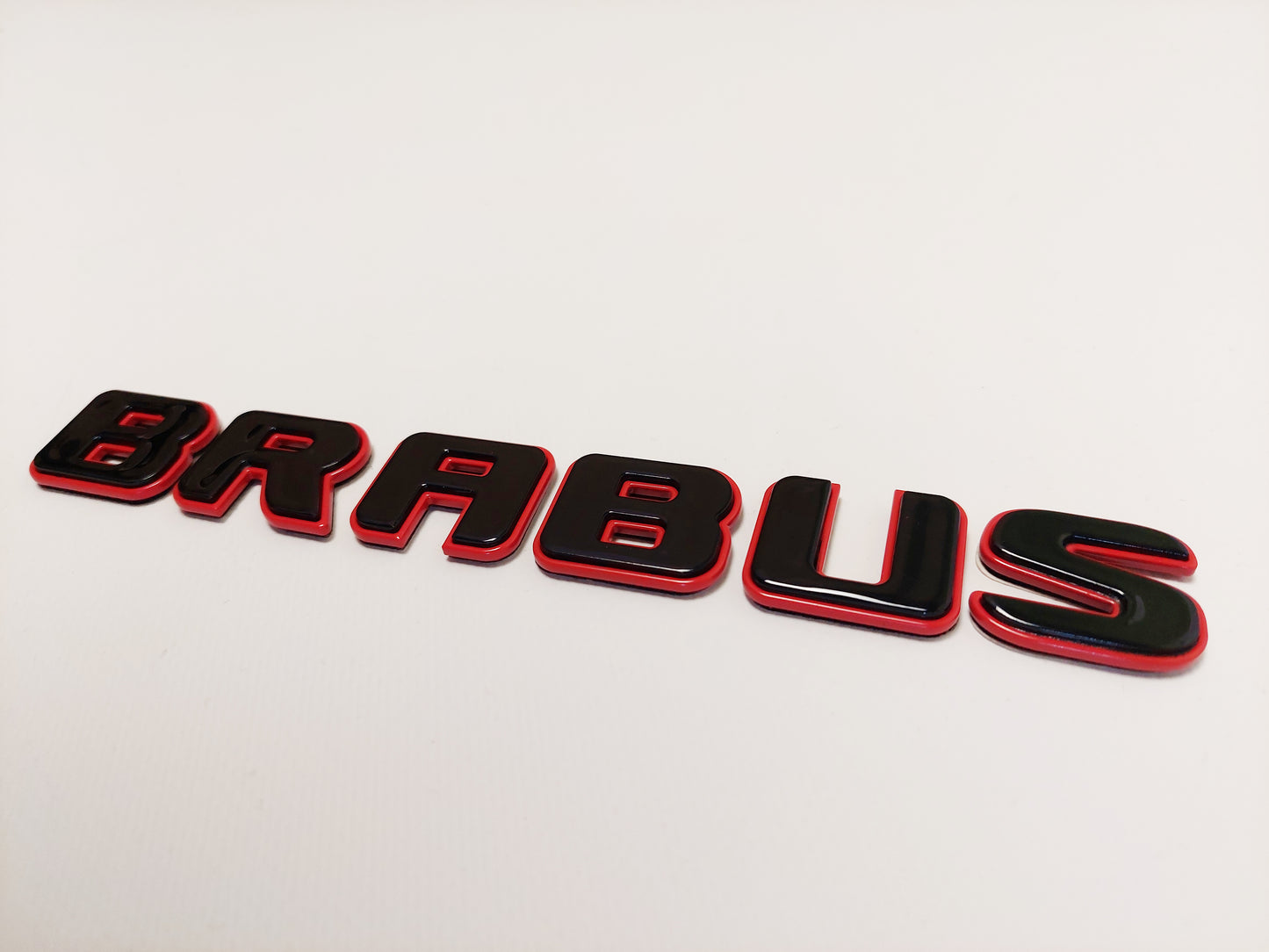Metal Black with Red Brabus Style Emblem Trunk Logo Badge for Mercedes-Benz Vehicles