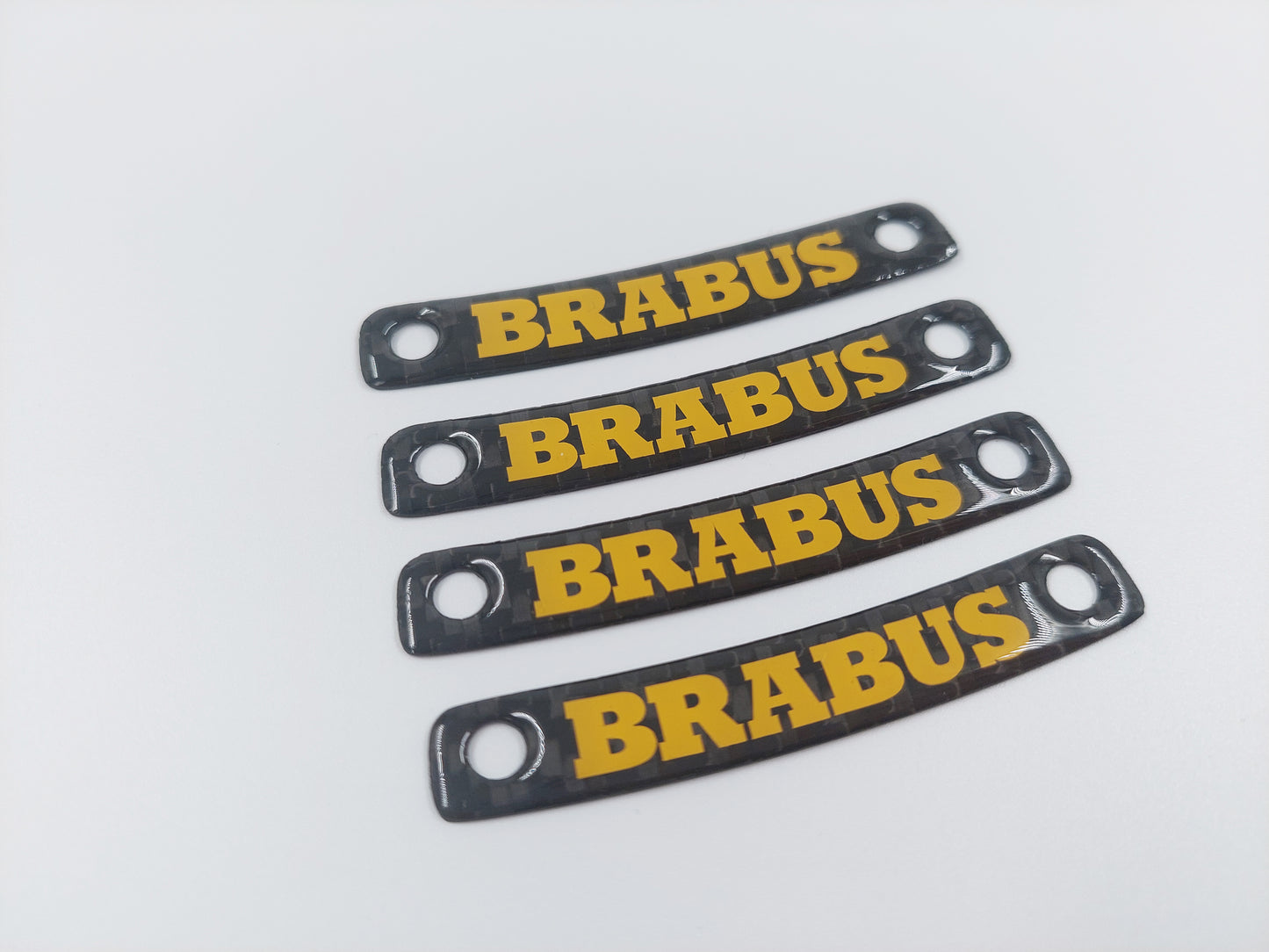 Yellow Brabus Style Carbon Rim Badges Emblems Set for Mercedes-Benz W463A W464