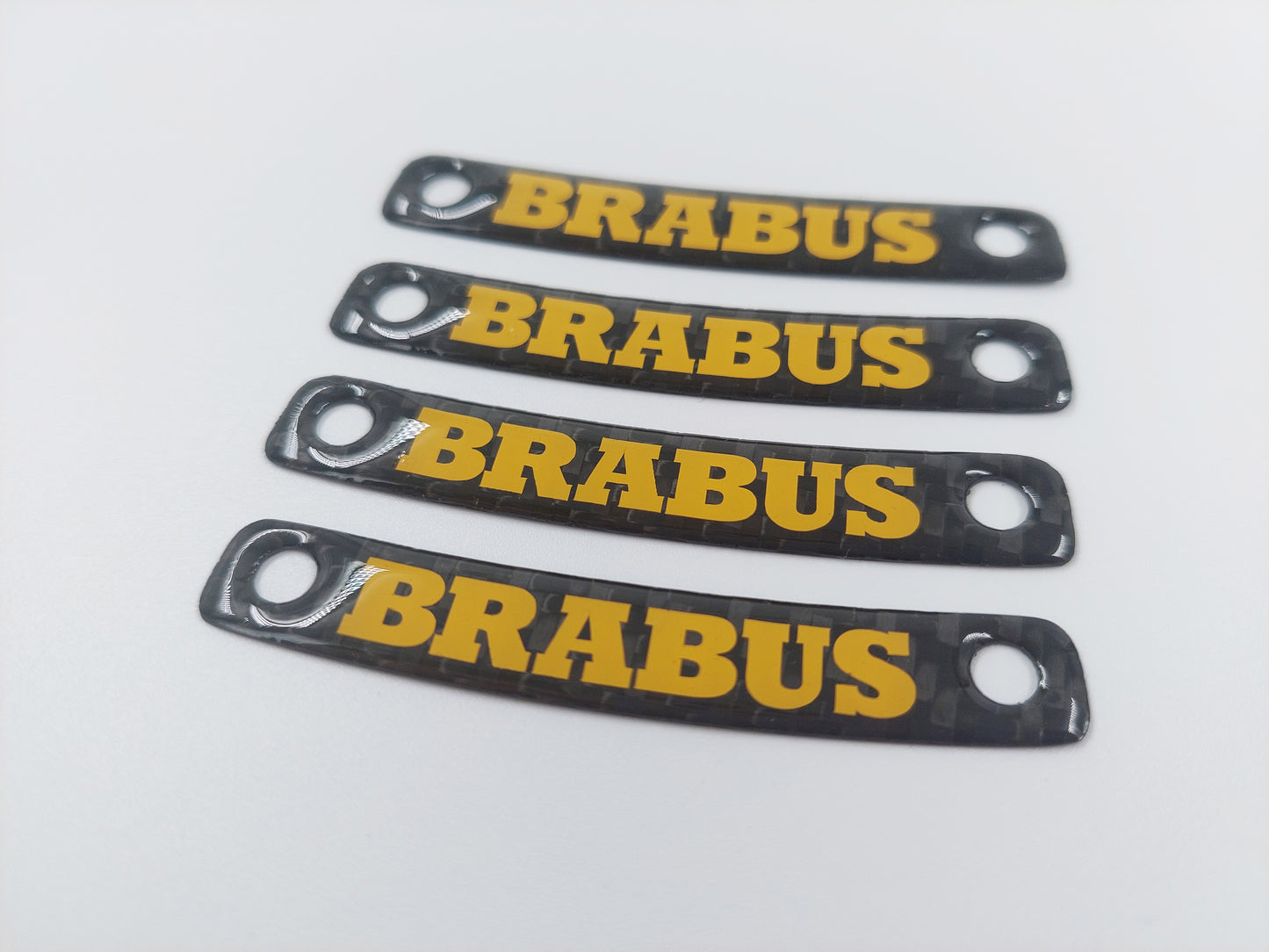 Yellow Brabus Style Carbon Rim Badges Emblems Set for Mercedes-Benz W463A W464