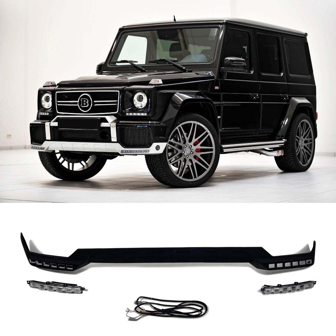 Fiberglass Front AMG Style Bumper Lip Spoiler with LEDs for Mercedes-Benz G-Class W463
