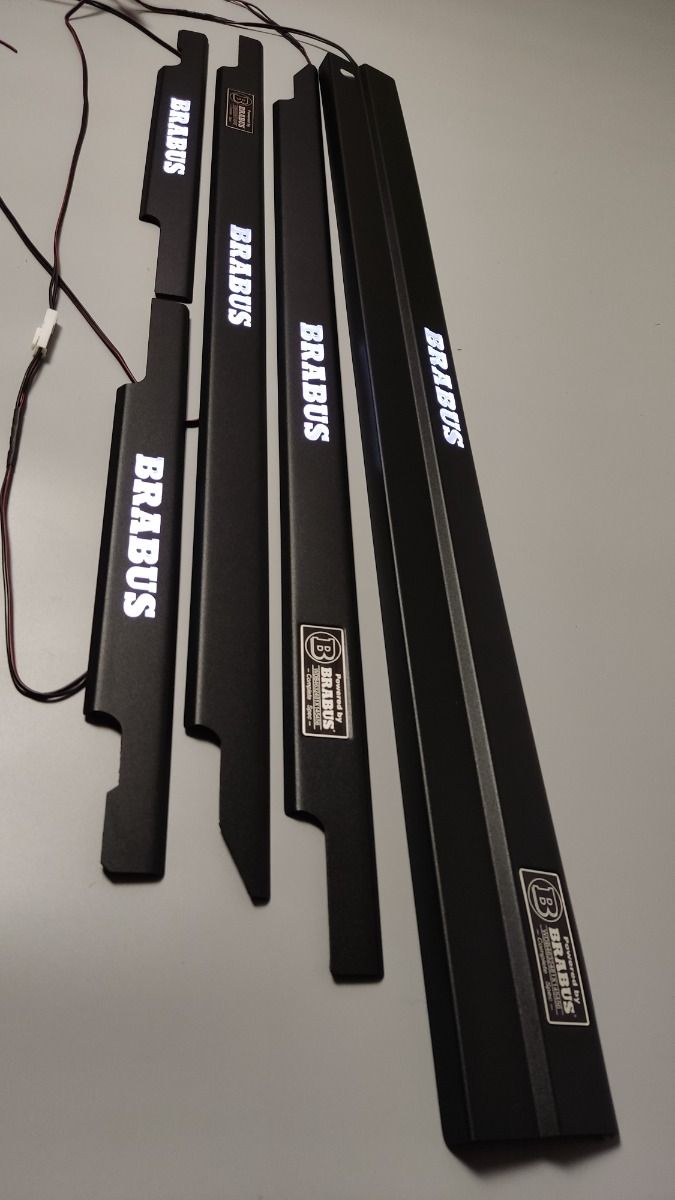 Mercedes-Benz W463 G-Class Brabus Style Matte Black Stainless Steel LED Door Sills Set 5 pcs