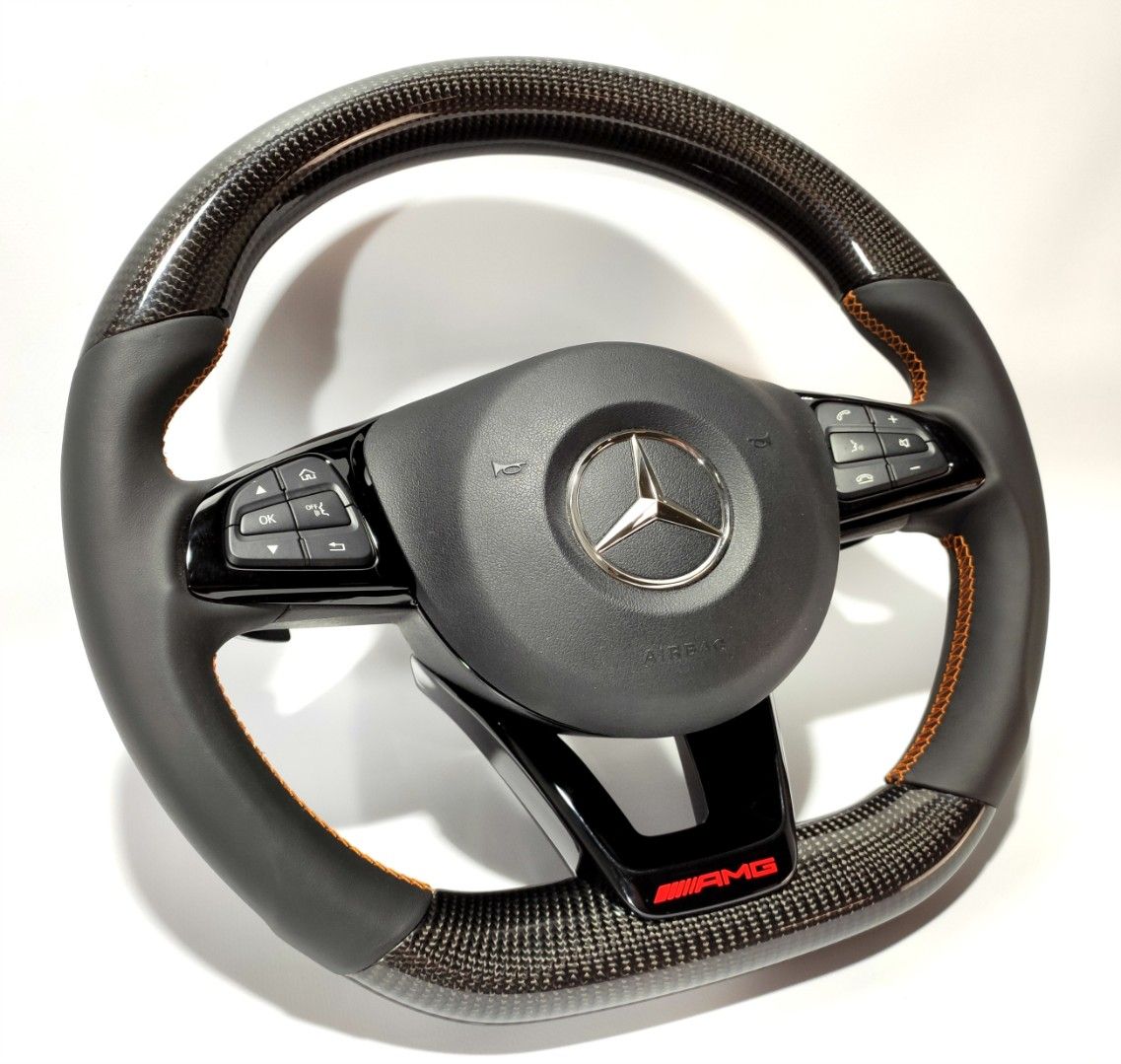 Mercedes-Benz GLE GLC GLS C CLA W205 W166 X166 AMG Steering Wheel Carbon Fiber Leather