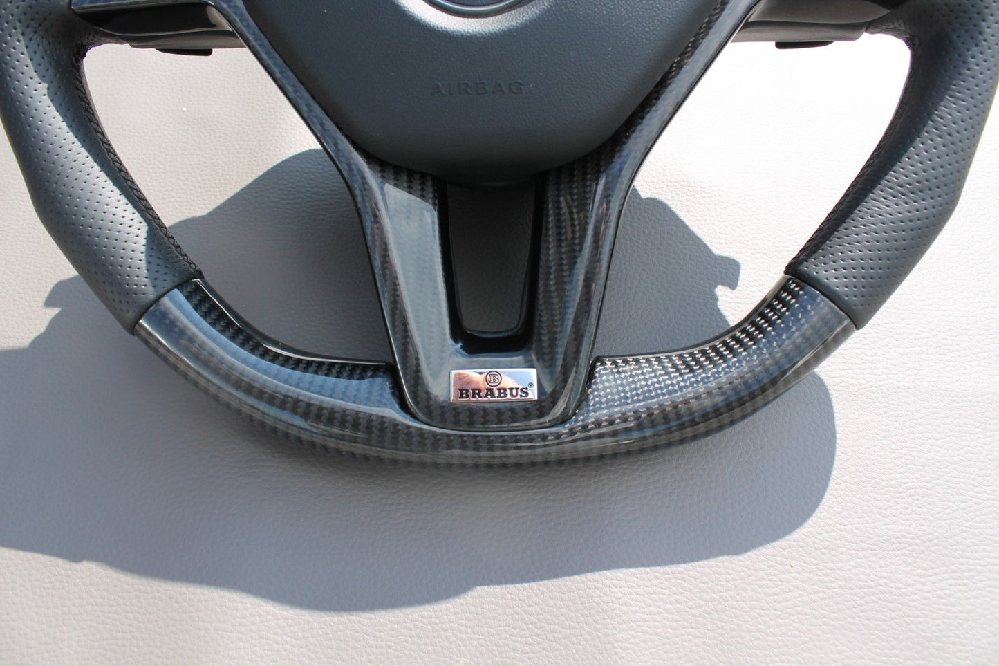 Mercedes-Benz A W176 B W246 C-Class W205 Steering Wheel Carbon Leather Brabus Style Logo