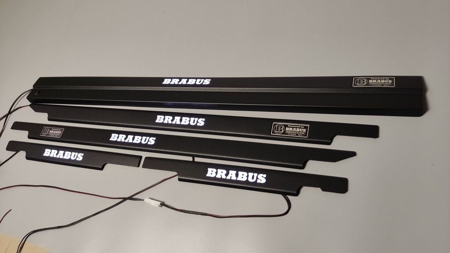 Mercedes-Benz W463 G-Class Brabus Style Matte Black Stainless Steel LED Door Sills Set 5 pcs