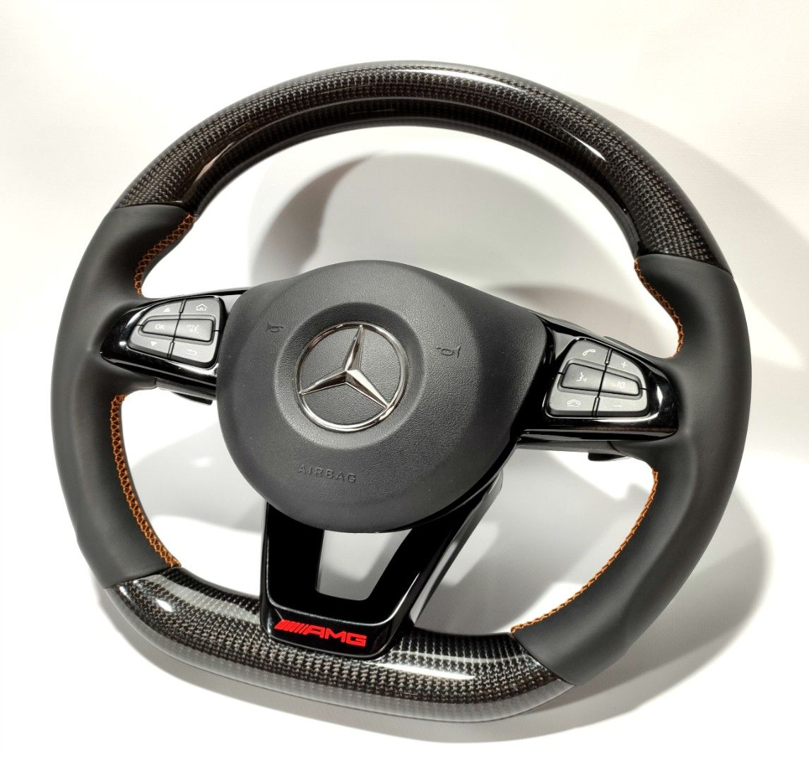 Mercedes-Benz GLE GLC GLS C CLA W205 W166 X166 AMG Steering Wheel Carbon Fiber Leather