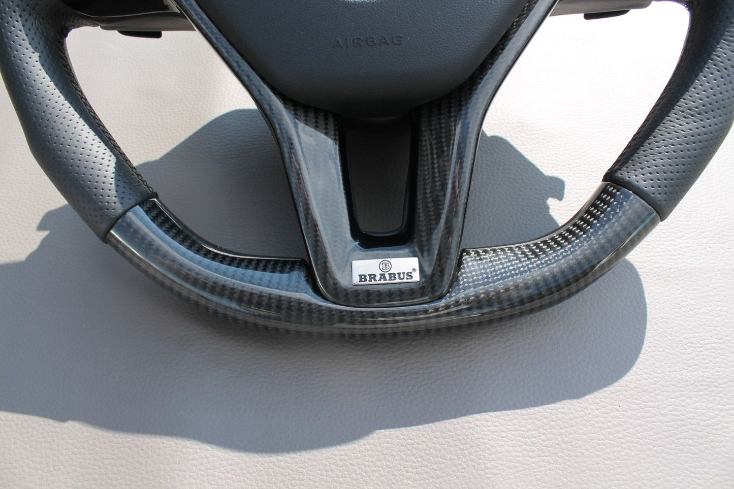 Mercedes-Benz A W176 B W246 C-Class W205 Steering Wheel Carbon Leather Brabus Style Logo