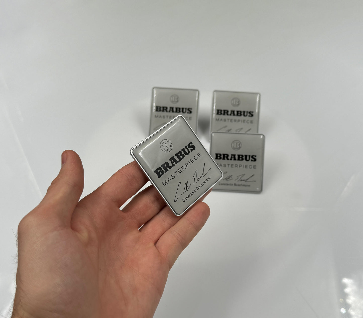 Mercedes Brabus Style Masterpiece Metal Silver Seat Emblems Badges Logo Set