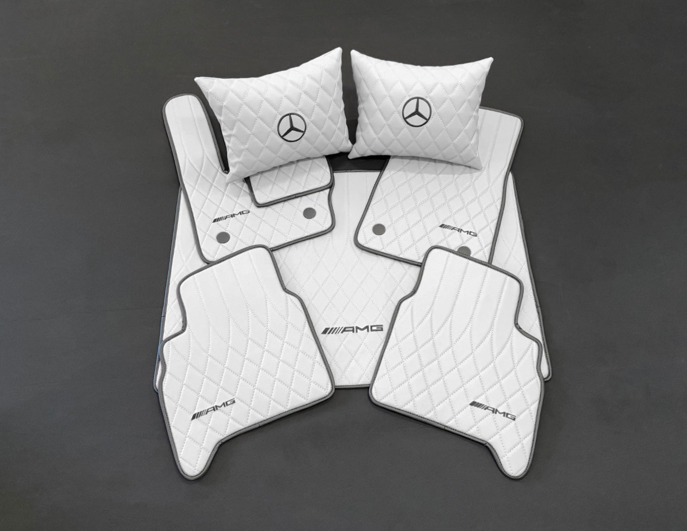 White AMG Style Floor Mats for Mercedes G Wagon W463A W464 G-Class 2018+