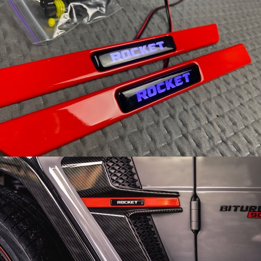 Carbon Fiber Brabus Style G900 Rocket Edition LED Illuminated Side Fenders Inserts for Mercedes-Benz G-Class W463A