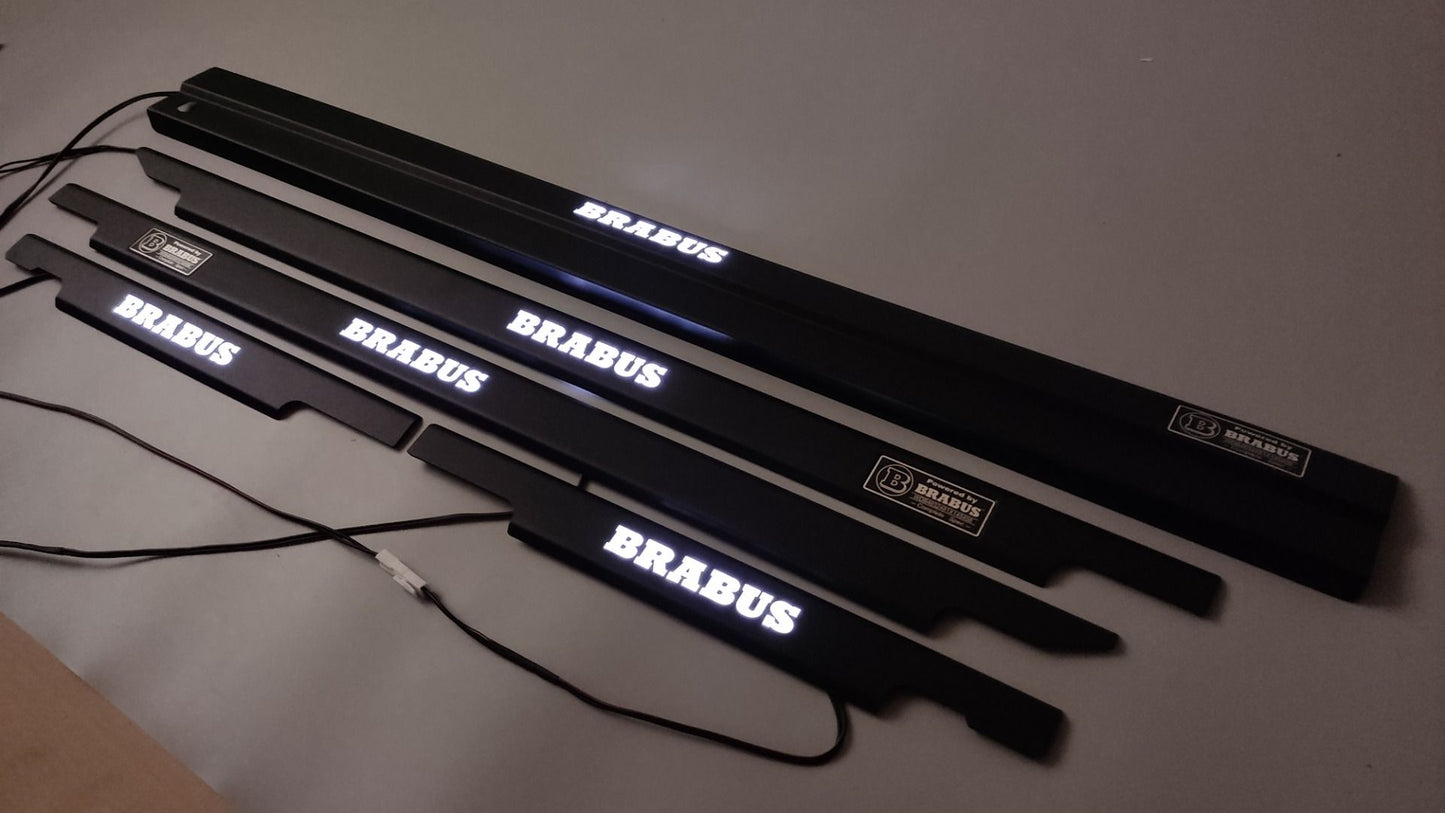 Mercedes-Benz W463 G-Class Brabus Style Matte Black Stainless Steel LED Door Sills Set 5 pcs
