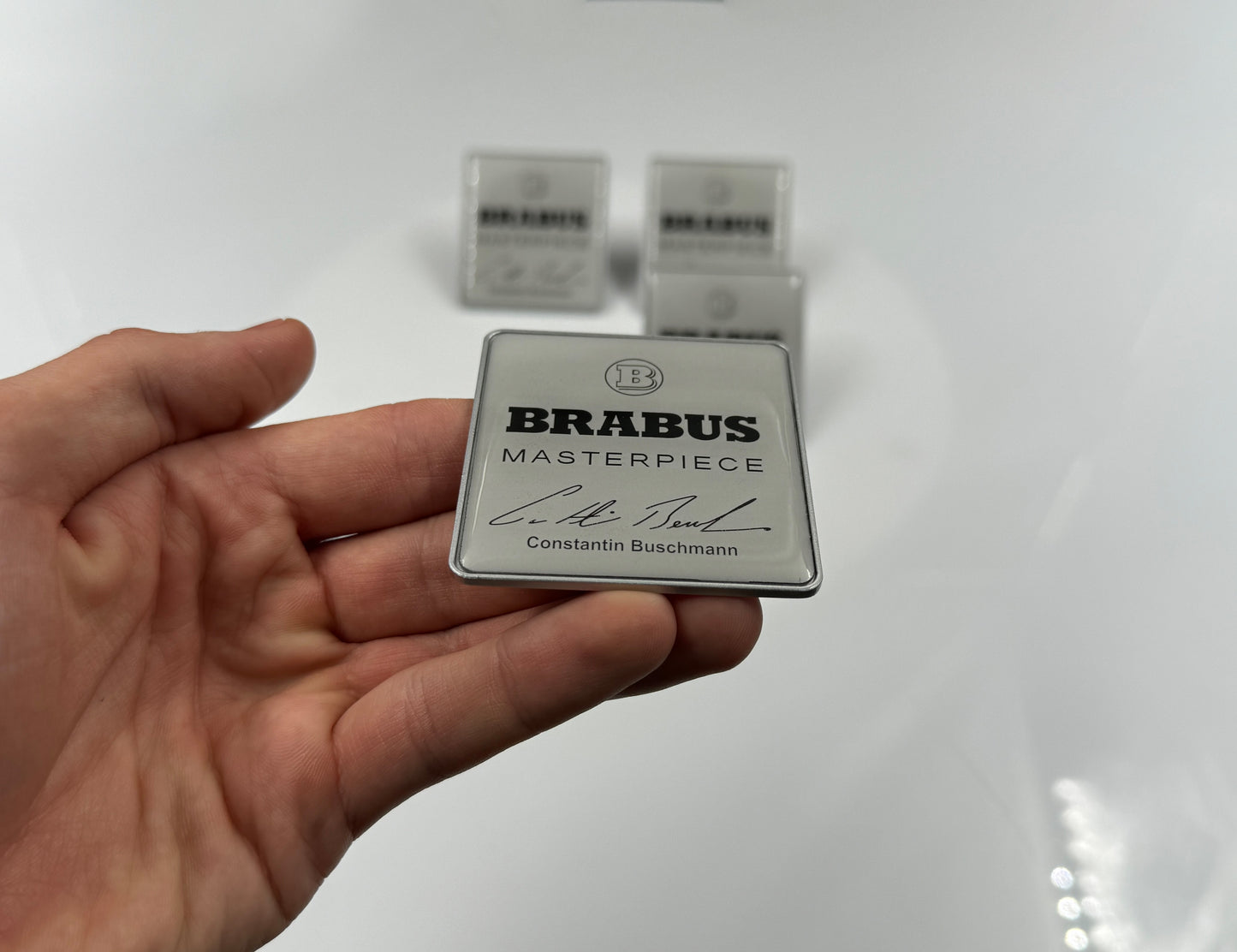 Mercedes Brabus Style Masterpiece Metal Silver Seat Emblems Badges Logo Set