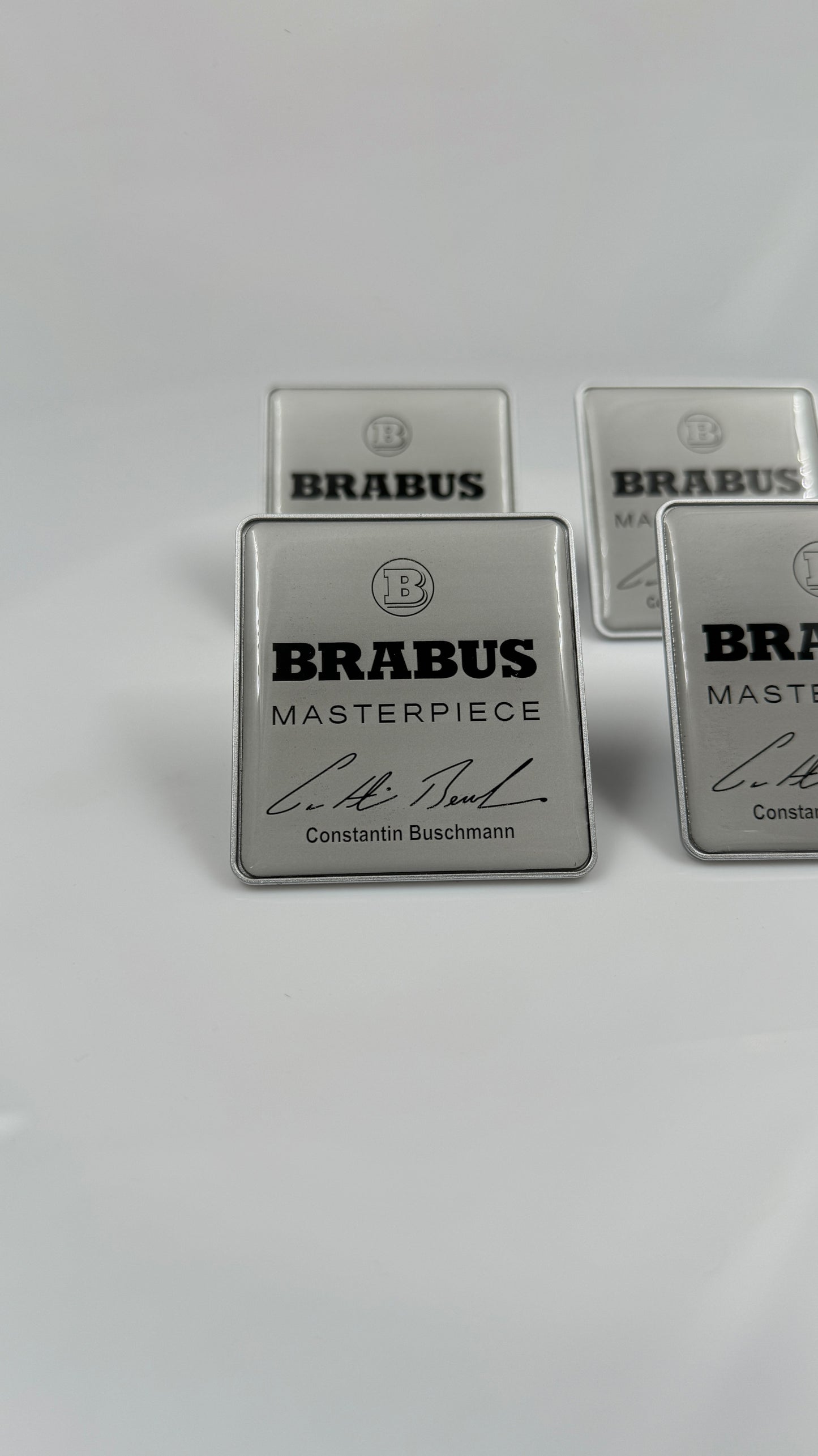 Mercedes Brabus Style Masterpiece Metal Silver Seat Emblems Badges Logo Set