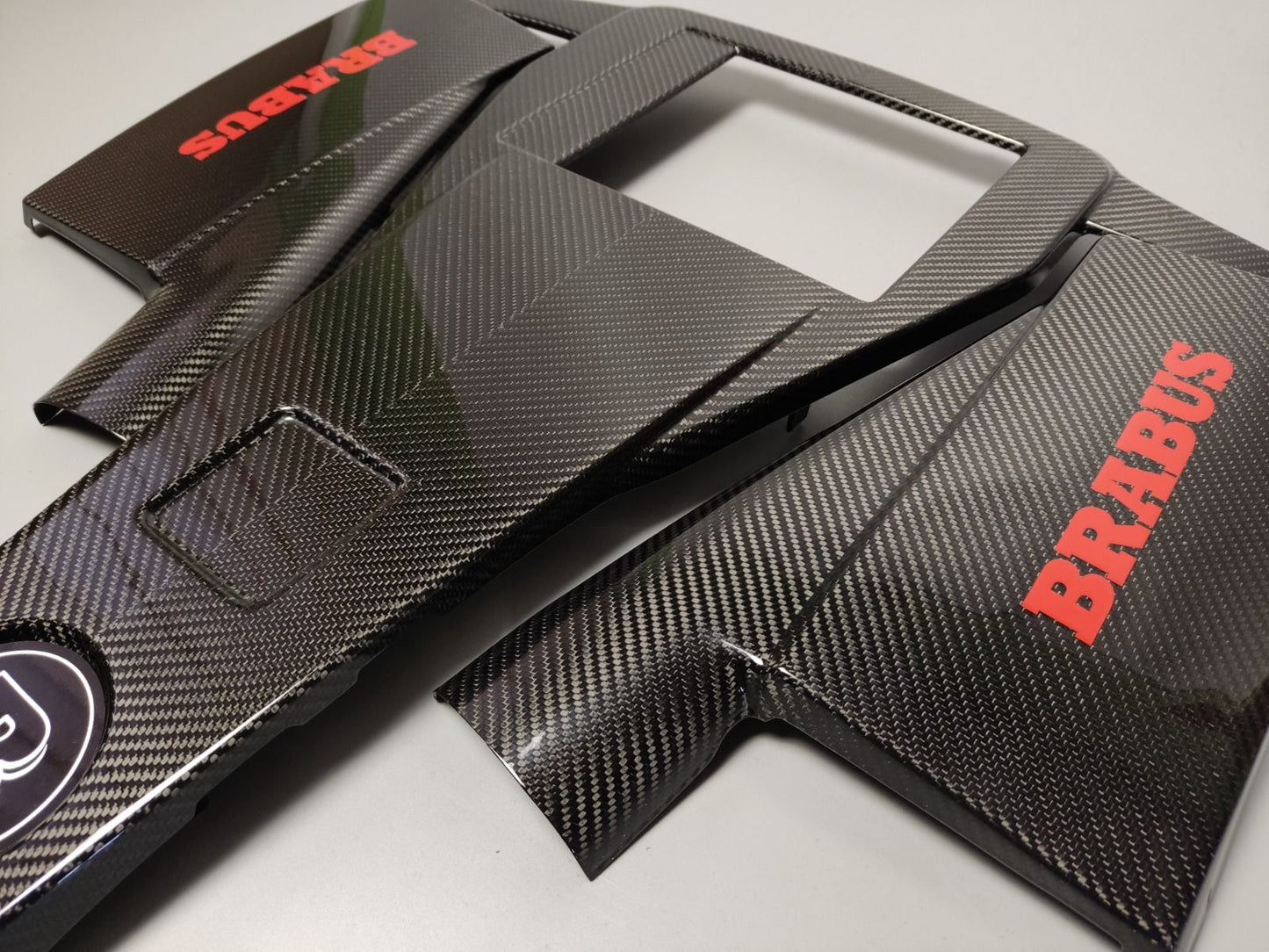 Mercedes-Benz W463 G63 G-Class Red Brabus Style Logo Carbon Fiber Engine Cover Set