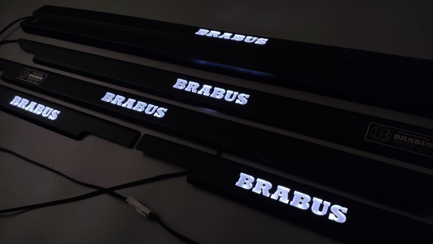 Mercedes-Benz W463 G-Class Brabus Style Matte Black Stainless Steel LED Door Sills Set 5 pcs