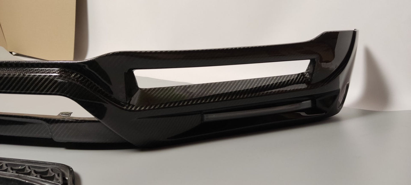 Mercedes-Benz W463A G-Class G500 Brabus Style Carbon Fiber Front Lip Spoiler with LED