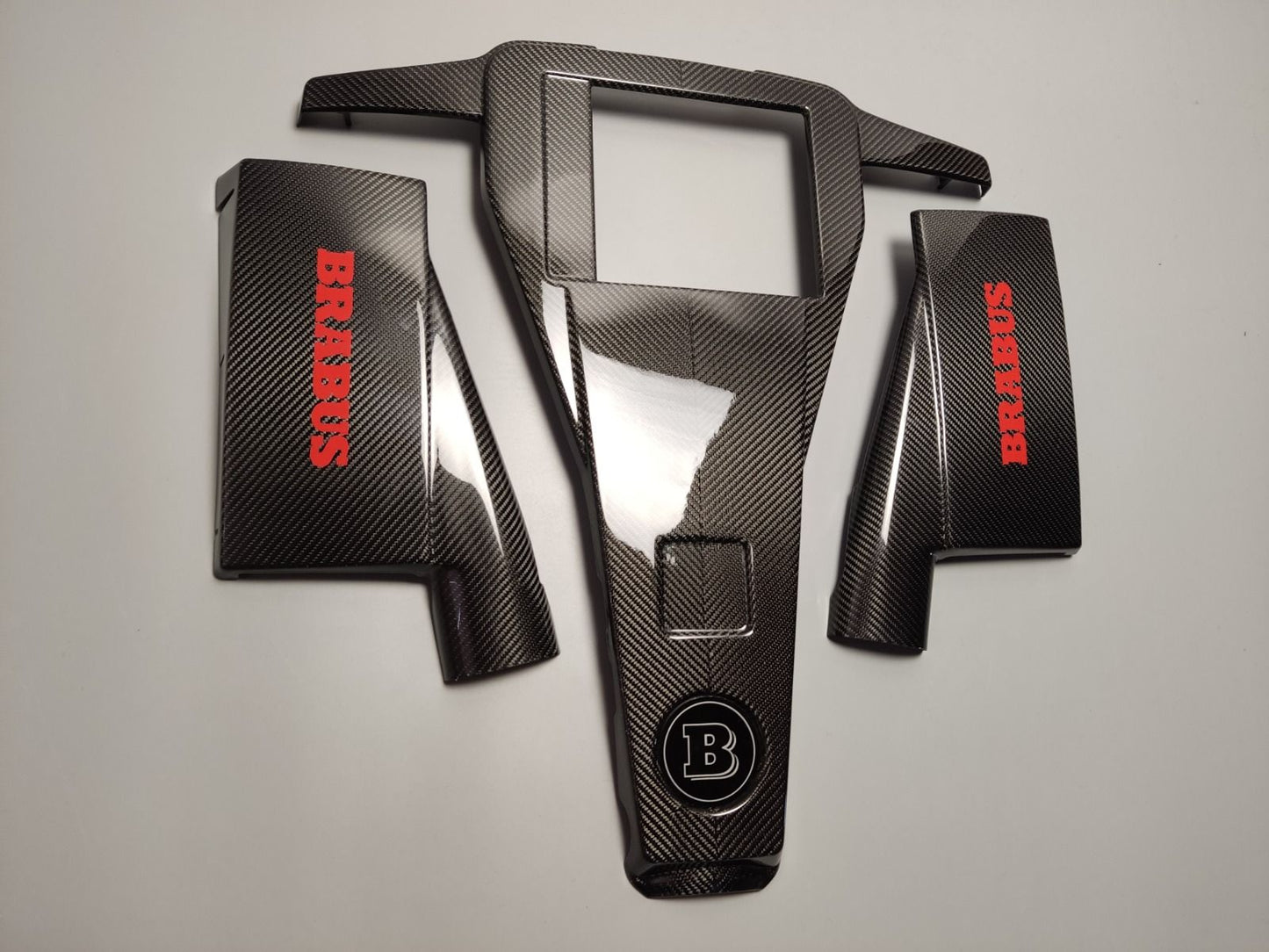 Mercedes-Benz W463 G63 G-Class Red Brabus Style Logo Carbon Fiber Engine Cover Set